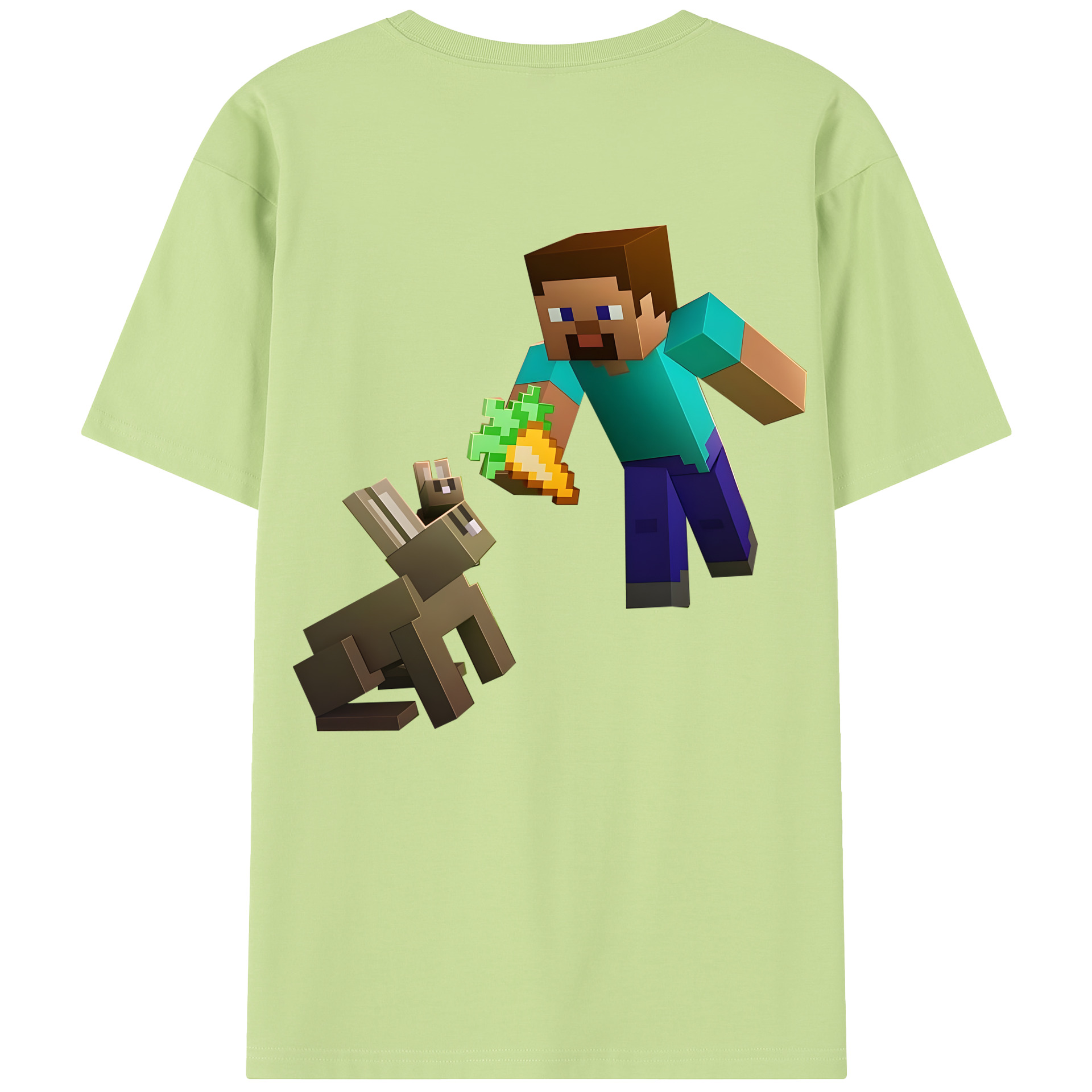（画像用） マインクラフト ブロックの世界 Minecraft MC Block world 綿100％半袖Tシャツ（背面プリント）